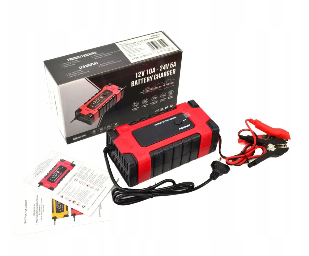 EM FOXSUR 12V&24V 10A LCD įkroviklis