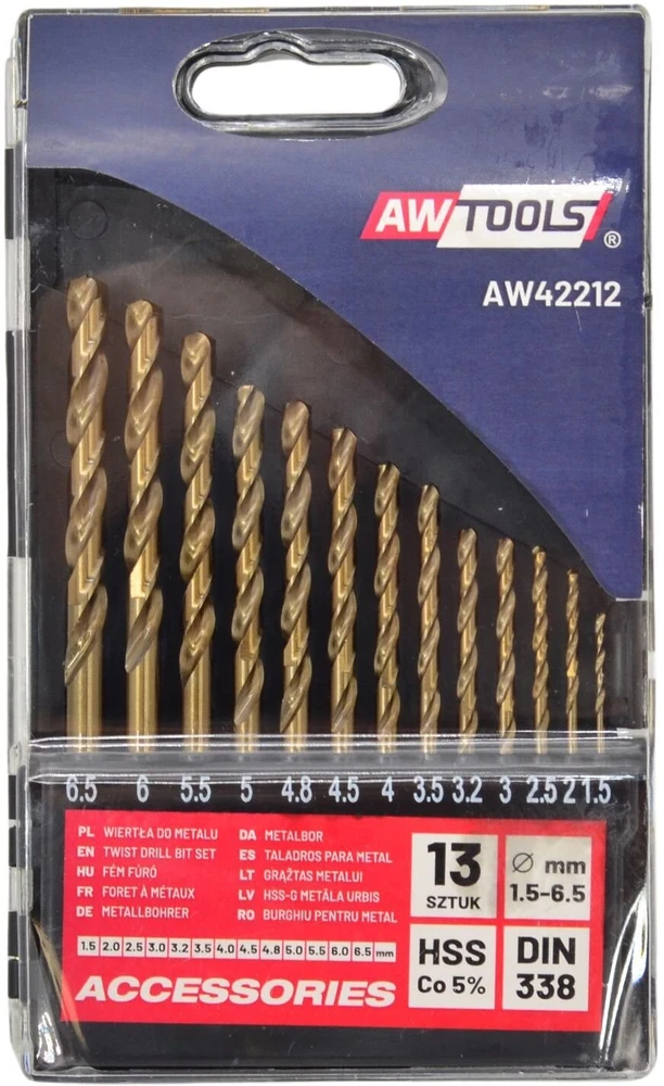 Grąžtas AW-Tools AWTOOLS METALO GRĄŽTŲ RINKINYS KOBALTINIS 13vnt./1,5-6,5mm