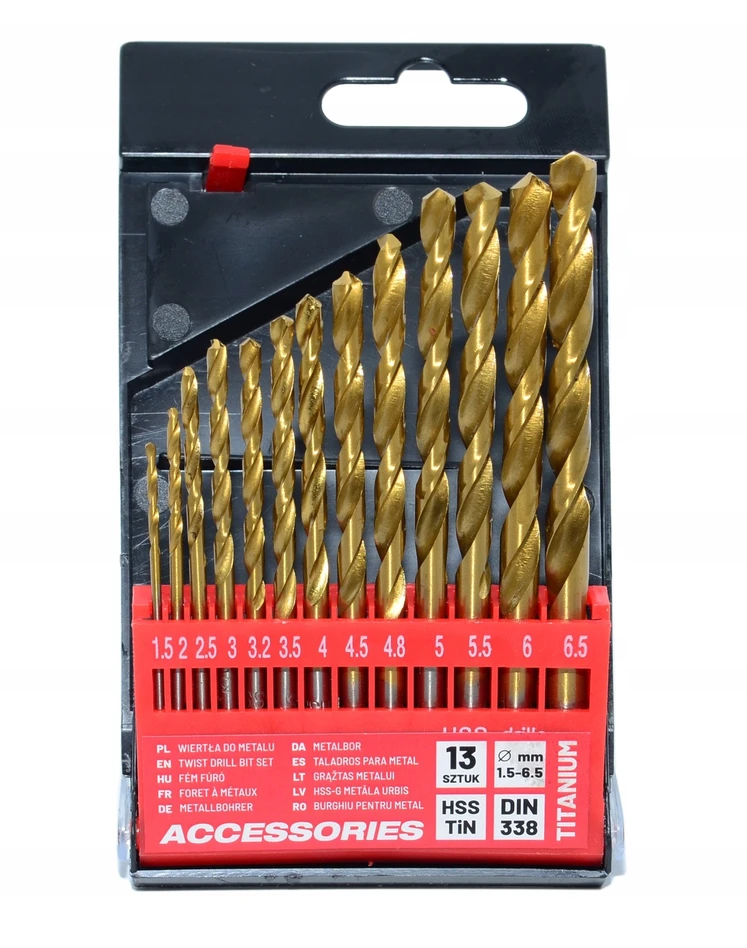 Grąžtas AW-Tools AWTOOLS METALO GRĄŽTŲ RINKINYS SU TITANO DANGA 13vnt./1,5-6,5mm/