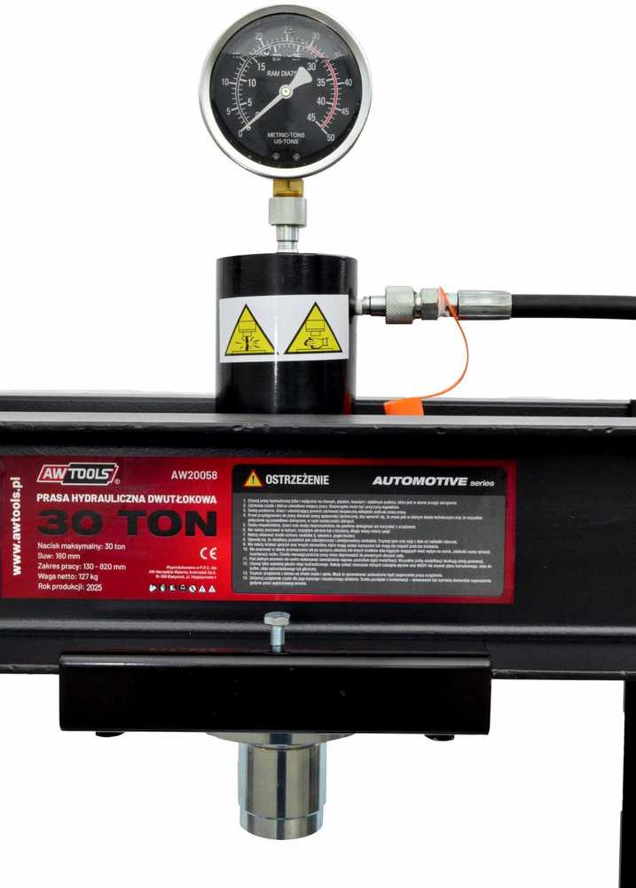 AW-Tools AWTOOLS HIDRAULINIS PRESAS SU MANOMETRU 30T / DVIGUBAS STŪMOKLIS