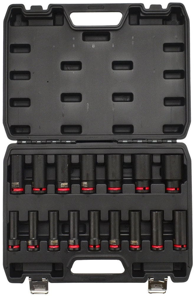 AW-Tools AWTOOLS SMŪGINIŲ GALVUČIŲ RINKINYS 1/2″ 16 vnt. 11-32mm ILGOS Juodas LINE