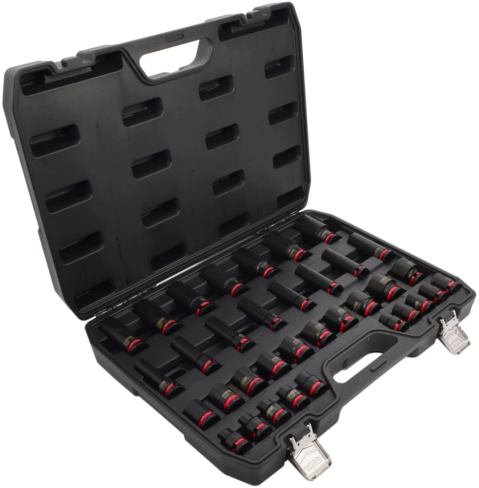 AW-Tools AWTOOLS SMŪGINIŲ GALVUČIŲ RINKINYS 1/2″ 35vnt./8-32mm/ TRUMPOS IR ILGOS Juodas LINE
