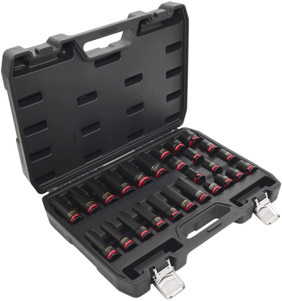 AW-Tools AWTOOLS SMŪGINIŲ GALVUČIŲ RINKINYS 1/2″ 26 vnt./10-24 mm/ TRUMPOS IR ILGOS Juodas LINE
