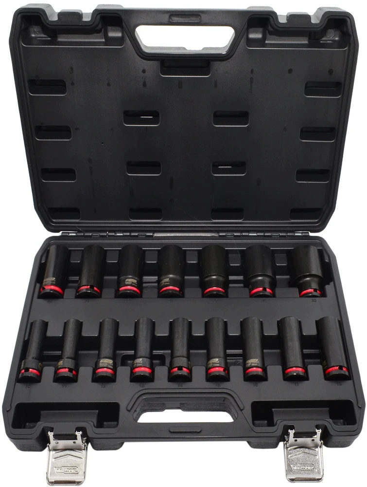 AW-Tools AWTOOLS SMŪGINIŲ GALVUČIŲ RINKINYS 1/2″ 16 vnt. 11-32mm ILGOS Juodas LINE