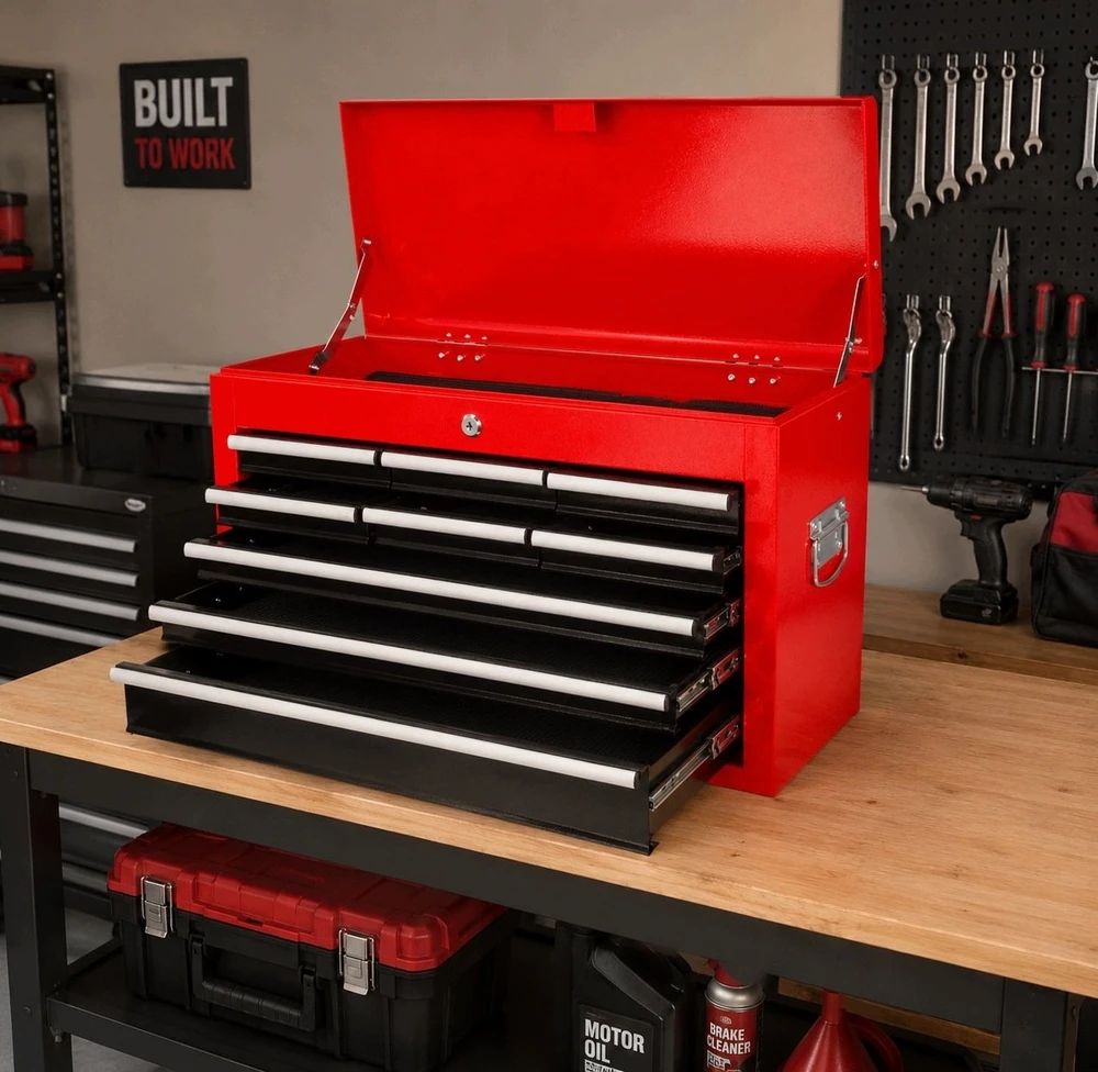 AW-Tools AWTOOLS METALINĖ ĮRANKIŲ DĖŽĖ 9 STALČIAI 60x26x39cm