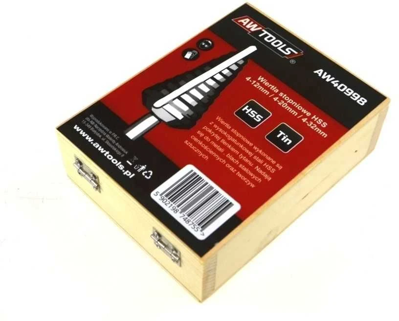 Grąžtas AW-Tools AWTOOLS HSS-TIN STEP GRĄŽIAI 3 vnt. / 4-12mm / 4-20mm / 4-32mm
