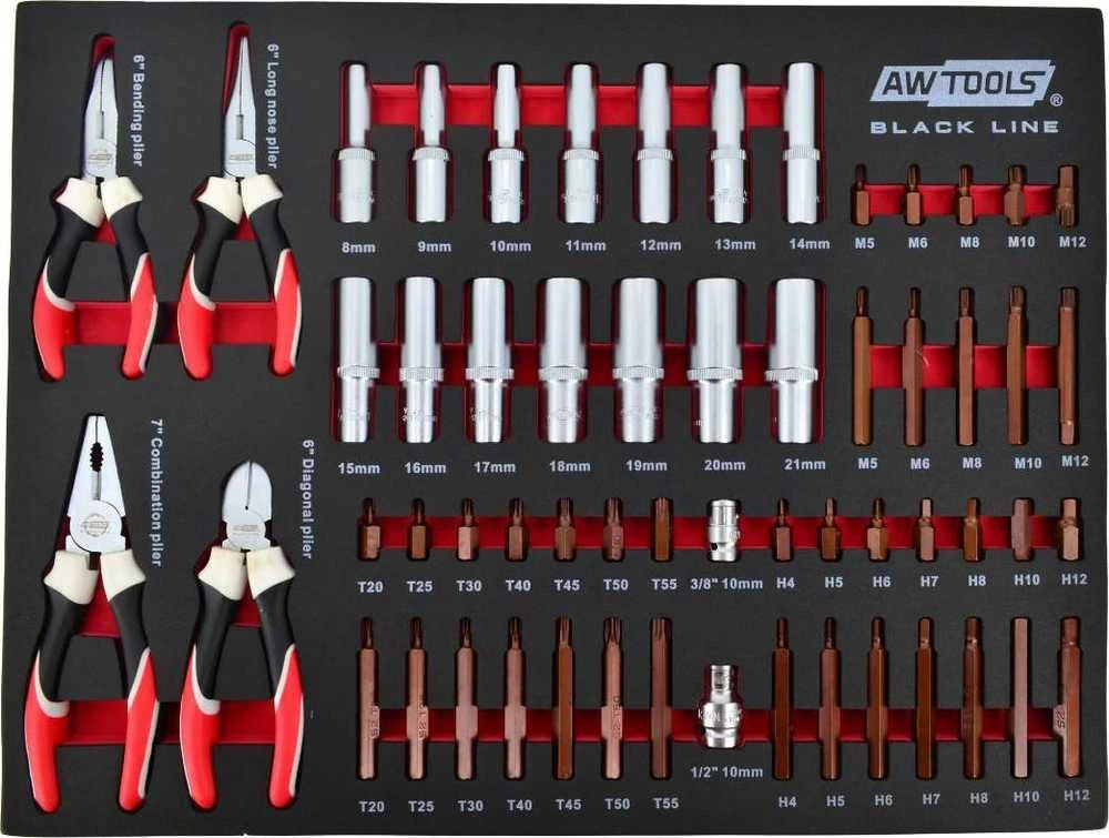 AW-Tools AWTOOLS Vežimėlis WARSZTATOWY + NARZĘDZIA 177 vnt.