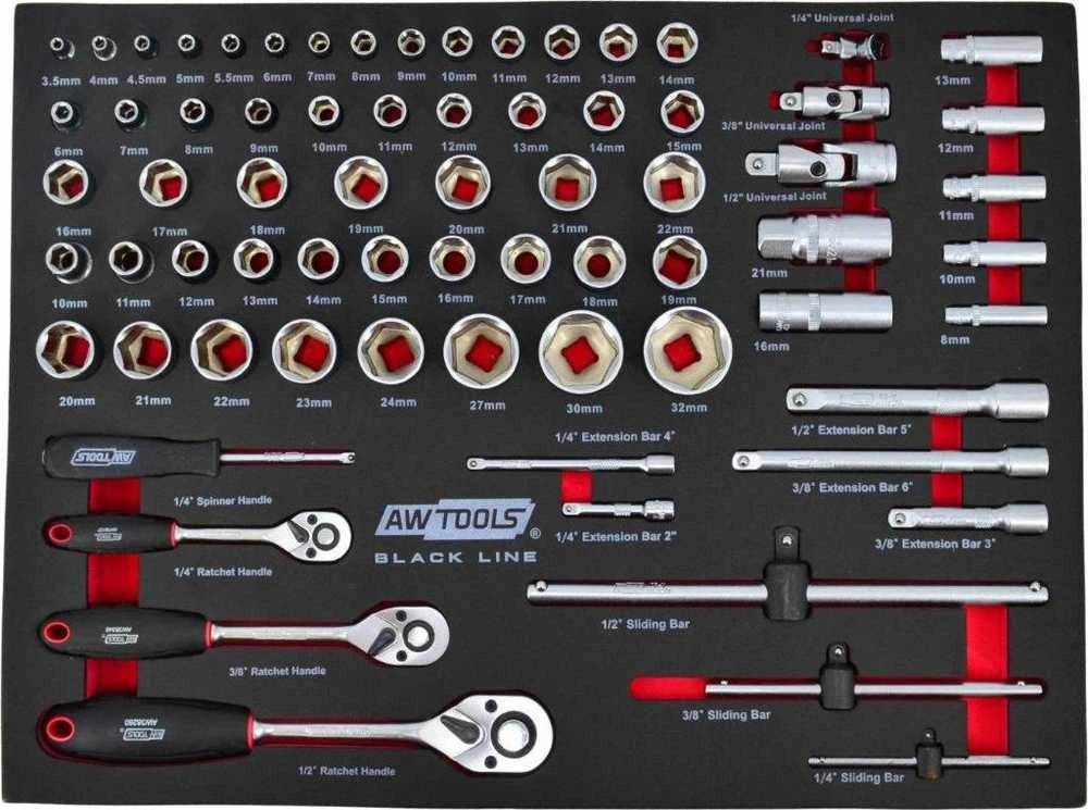 AW-Tools AWTOOLS Vežimėlis WARSZTATOWY + NARZĘDZIA 177 vnt.