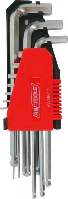 AW-Tools AWTOOLS RAKTAI ŠEŠIAKAMPIAI HEX/ 2,0-12,0mm/ 10vnt./ SU RUTULINE GALVUTE ILGI Juodas LINE