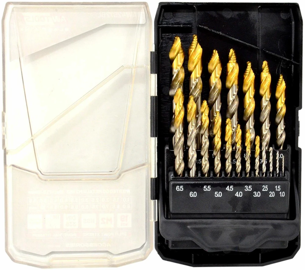 Grąžtas AW-Tools Grąžtų komplektas metalui AWTools AW42572BL; 1,5-10 mm; 19 vnt.