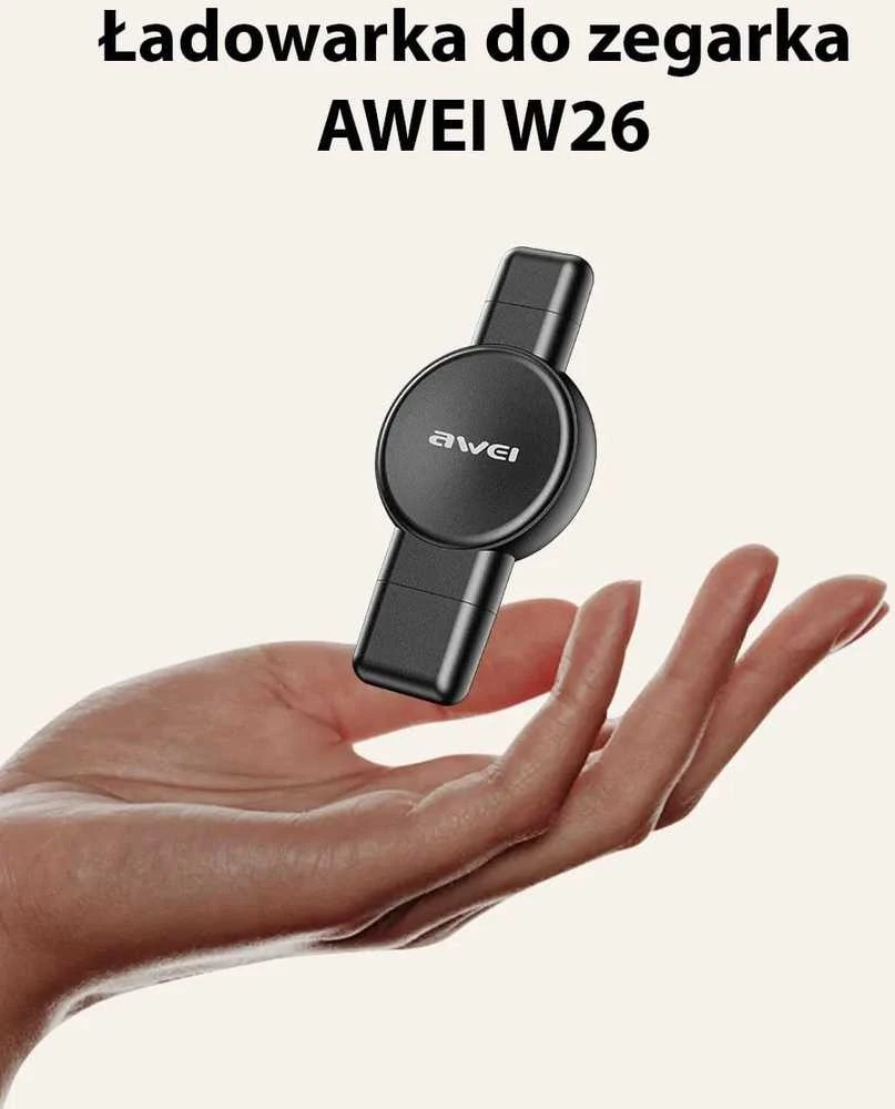 AWEI įkroviklis skirtas Apple/Samsung Watch W26 juodos spalvos