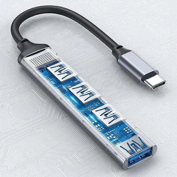 Šakotuvas Hub USB - 4x USB AWEI CL-150T pilkos spalvos