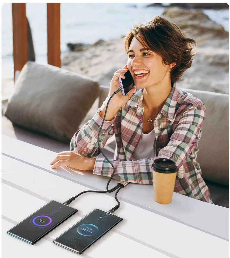 AWEI CL-228 usb-c/lightning/mico 3in2 kabelis juodos spalvos