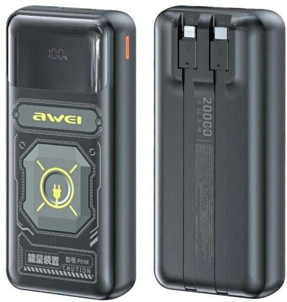 AWEI PowerBank P99K 20000mAh 22.5W juodos spalvos