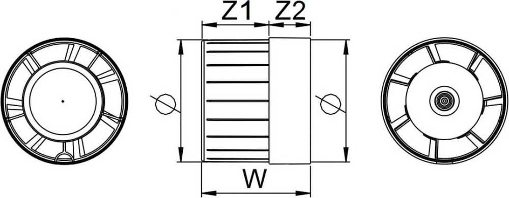 AWENTA WKA 125 kanalinis ventiliatorius 205m3/h 16W 230V su laikmačiu balta WKA125T