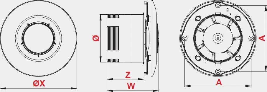 AWENTA Awenta WXO125H Orbit vonios ventiliatorius fi125mm 160m3/h 16W 230V su drėgmės jutikliu ir laikmačiu, balta