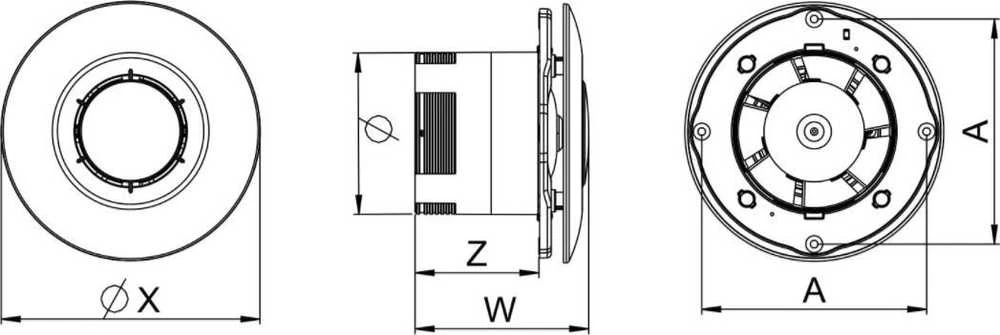 AWENTA Awenta WXS125 Sateo vonios ventiliatorius fi125mm 135m3/h 15W 230V baltas