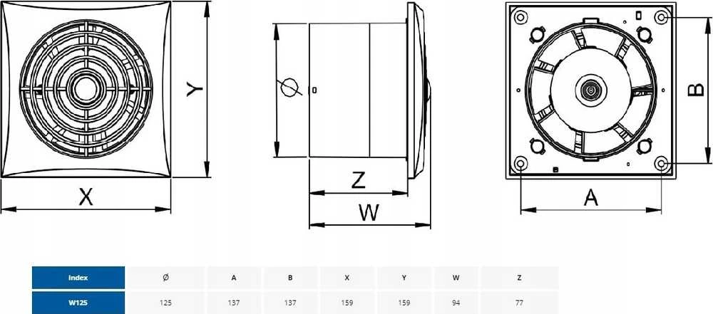 AWENTA Awenta WZ125 Silence vonios ventiliatorius fi125mm 13.5W 175m3/h 230V baltas