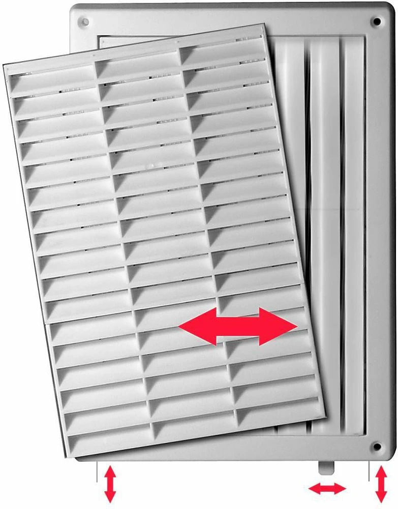 AWENTA baltos ventiliacijos grotelės su sklende ir tinkleliu 128 x 197 mm (T59)