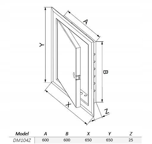 AWENTA Revizijos durelės Awenta DM104Z 650x650mm metalinės baltos