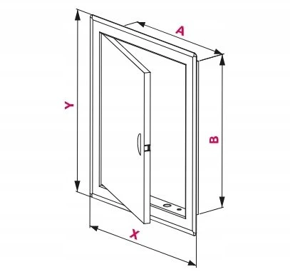 AWENTA apžiūros durelės Awenta DM81 140x140mm su spyna, metalinės, baltos