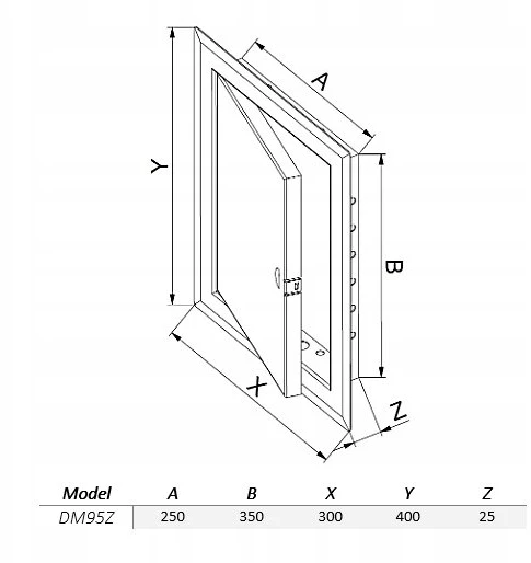 AWENTA Revizijos durelės Awenta DM95Z 25x35 metalinės su užraktu baltos