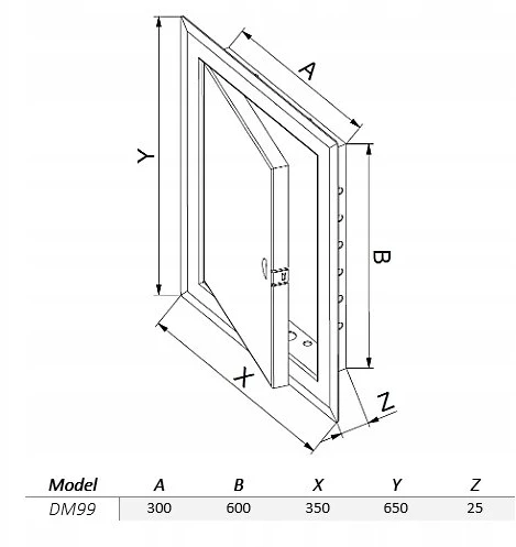 AWENTA Revizijos durelės Awenta DM99 300x600mm metalinės baltos