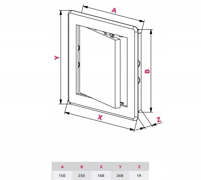 AWENTA Revizijos durelės Awenta DT25 150x250mm plastikinės baltos