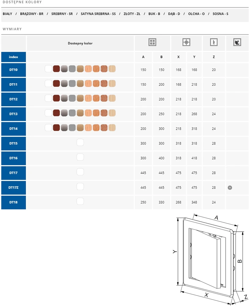 AWENTA Plastikinės revizinės durelės 150x200 sidabrinės Awenta DT11SR