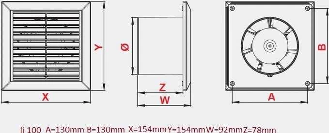 AWENTA Klasikinis vonios ventiliatorius fi100 68m3/h 14W 230V baltas Awenta WC100