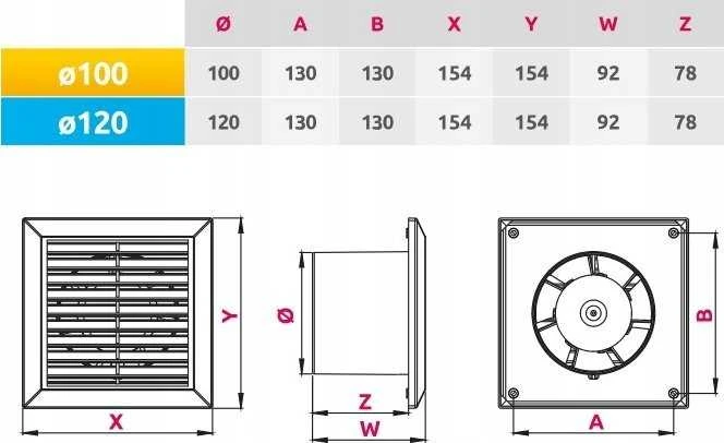 AWENTA Klasikinis vonios ventiliatorius fi100 68m3/h 14W 230V baltas Awenta WC100