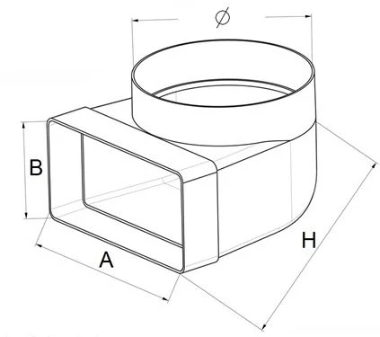 AWENTA 90° alkūnės jungtis 60x204/fi125mm (KP204-23/125)