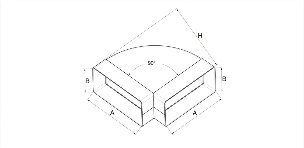 AWENTA Horizontali plokščia alkūnė 60 x 204mm 90° (KP204-24/90)
