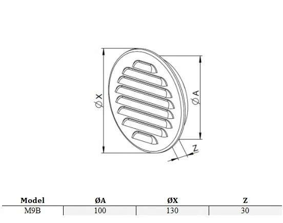 AWENTA Vėdinimo grotelės Awenta M9B fi100mm MSB. balta