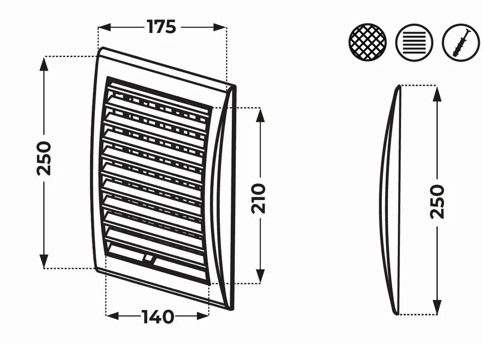 AWENTA Vėdinimo grotelės Awenta TL4 140x210mm baltos