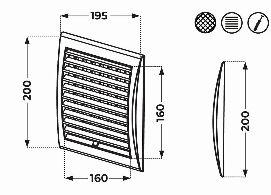 AWENTA Vėdinimo grotelės Awenta TL6 160x160mm baltos