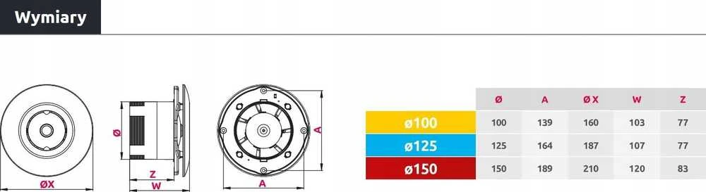 AWENTA Orbit Awenta WXO125R vonios ventiliatorius fi125mm 185m3/h 16W 230V su judesio jutikliu balta