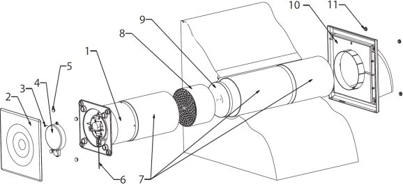 Sienoje montuojamas rekuperatorius HRV100 Awenta D100mm baltas