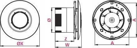 AWENTA Sateo fi100 vonios lubų ventiliatorius 87m3/h 13W 230V baltas Awenta WXS100