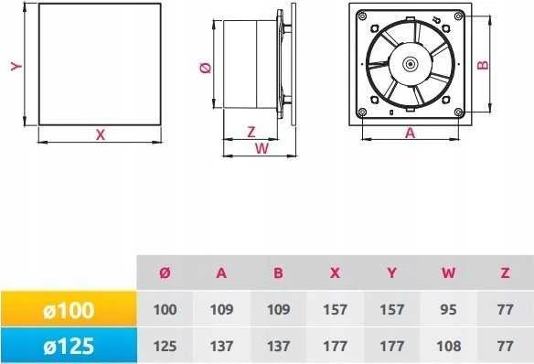 AWENTA Trax fi100 vonios ventiliatorius 89m3/h 13W 230V baltas Awenta WTB100