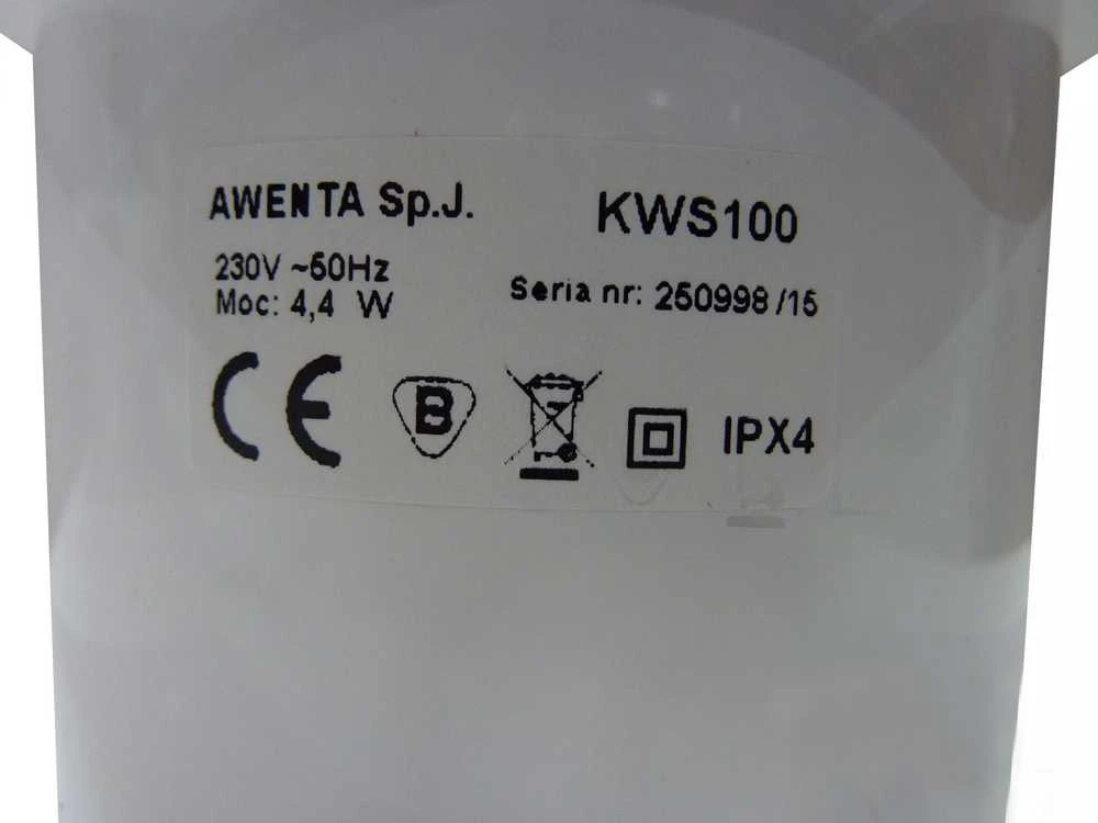 Ventiliatorius AWENTA Ventiliatoriaus korpusas Silent Awenta KWS100M 100M fi100mm 75m3/h 4.4W 230V su mikrobangų judesio jutikliu su laikmačiu baltos spalvos