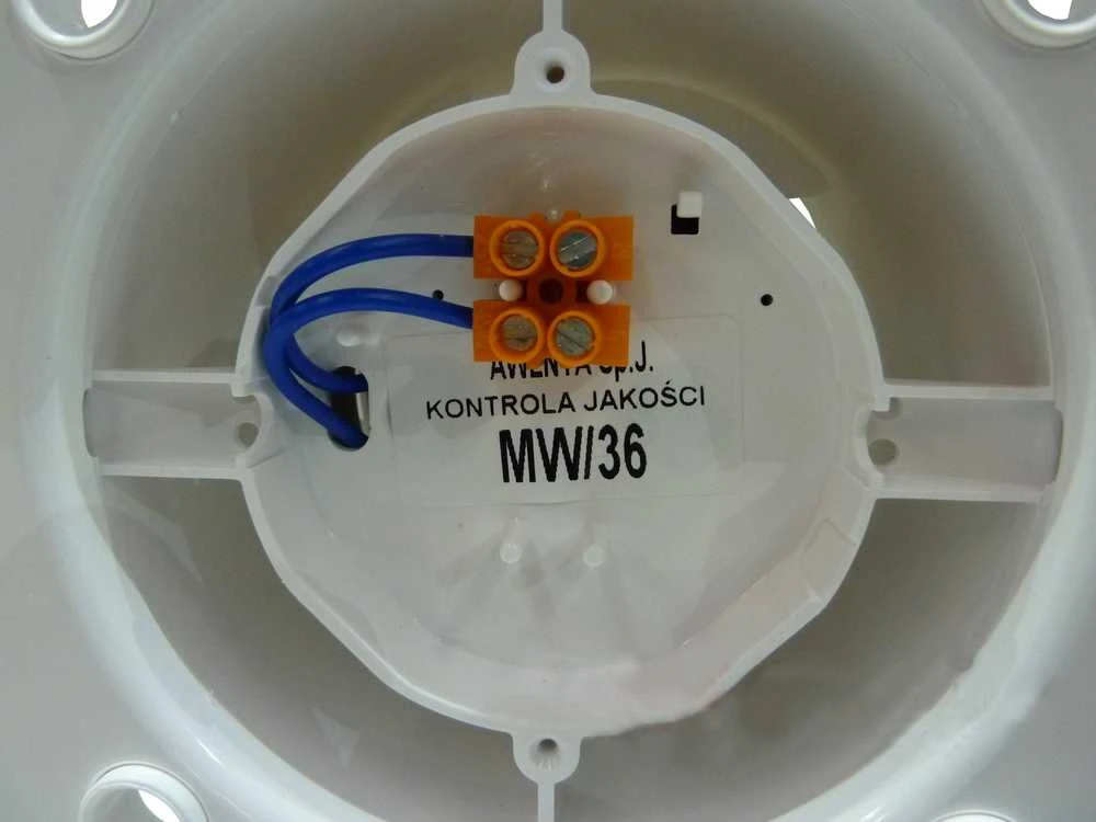 Ventiliatorius AWENTA Ventiliatoriaus korpusas Silent Awenta KWS100M 100M fi100mm 75m3/h 4.4W 230V su mikrobangų judesio jutikliu su laikmačiu baltos spalvos
