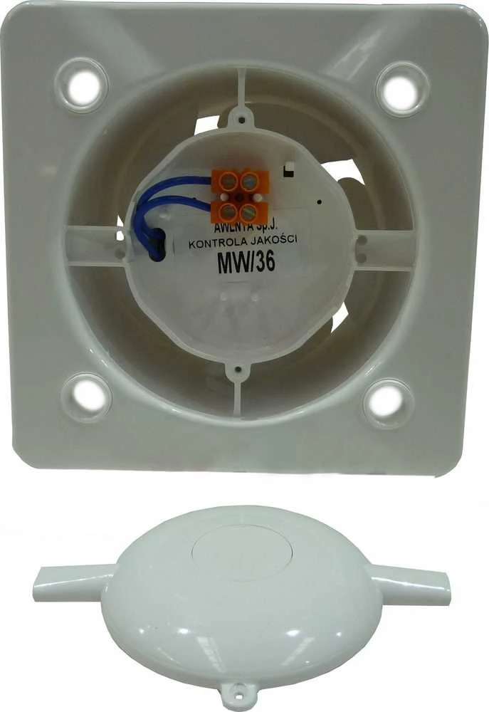Ventiliatorius AWENTA Ventiliatoriaus korpusas Silent Awenta KWS100M 100M fi100mm 75m3/h 4.4W 230V su mikrobangų judesio jutikliu su laikmačiu baltos spalvos