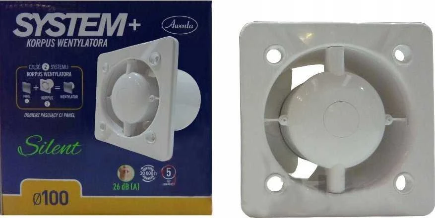 Ventiliatorius AWENTA Ventiliatoriaus korpusas Silent Awenta KWS100M 100M fi100mm 75m3/h 4.4W 230V su mikrobangų judesio jutikliu su laikmačiu baltos spalvos