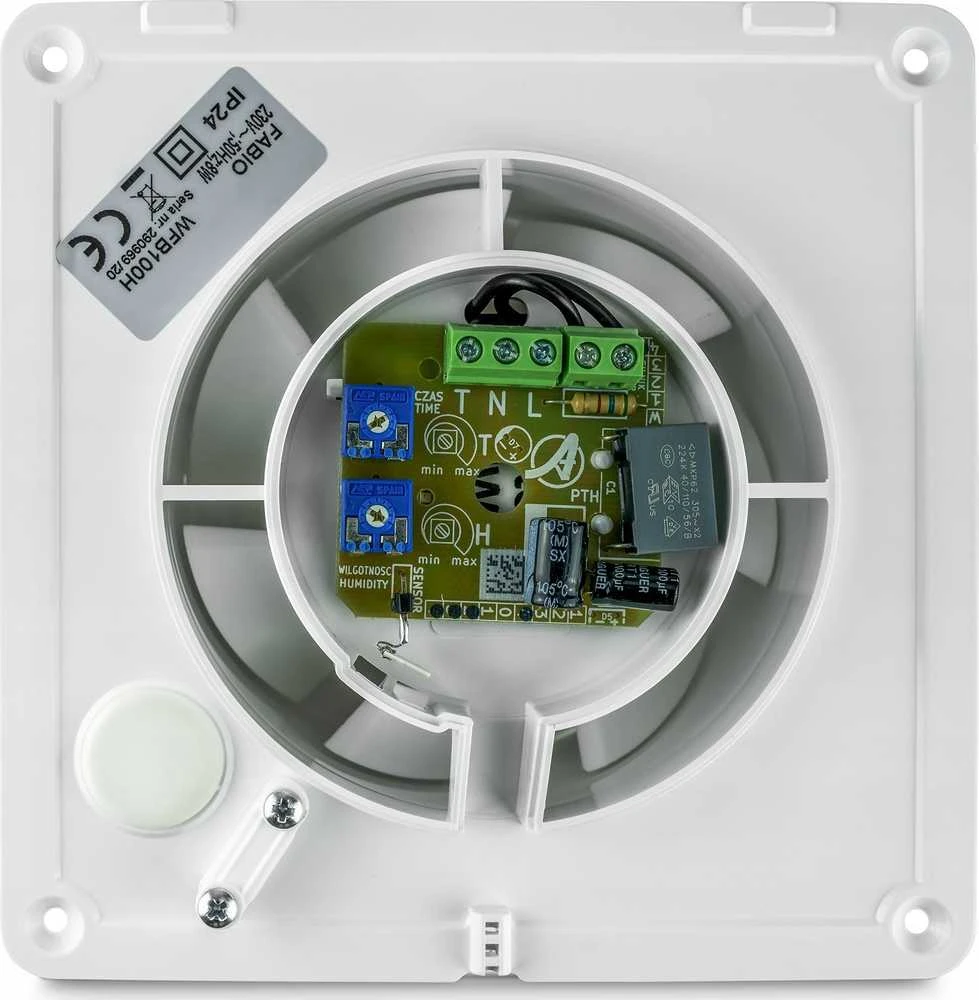 AWENTA Ventiliatorius Awenta Fabio WFB125H vonios ventiliatorius 13W fi125mm su laikmačiu ir drėgmės jutikliu balta spalva