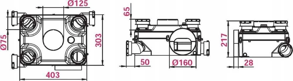 AWENTA Ventiliatorius Centrinis ventiliatorius Awenta CVU400 Standartinis 60W 230V AC 3 greičių 265/360/415m3/h