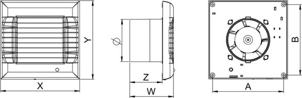 AWENTA Ventiliatorius Vonios kambario ventiliatorius A-Matic fi100 95m3/h 16W 230V su automatine sklende, baltas Awenta WM100