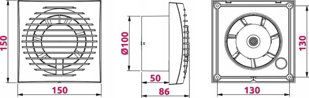 AWENTA Ventiliatorius Vonios kambario ventiliatorius Awenta WFA100 Focus fi 100mm 85m3/h 8W 230V baltas