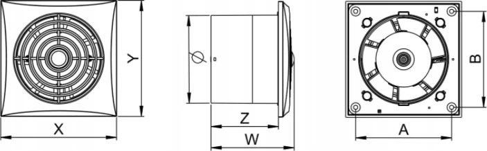 AWENTA vonios ventiliatorius WZ125W Silence Ø125mm 135m3/h 9W 230V su virvelės jungikliu, baltas