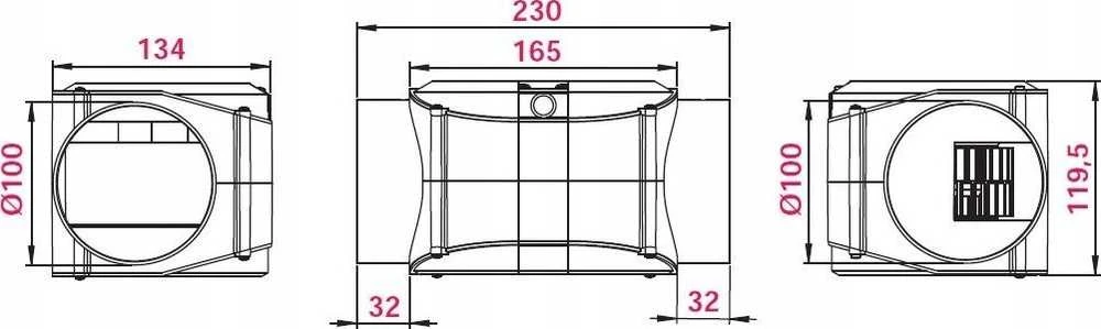 AWENTA Ortakinis ventiliatorius VTR VTR100D fi100mm 42/70m3/h 12/22,5W 230V baltas